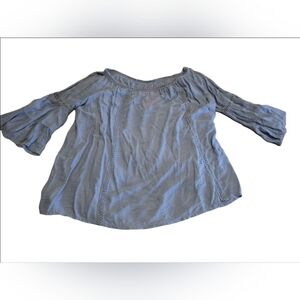 Saeni Firenze Light Blue Vicose Peasant Blouse With Arm Cutout Detail Size L